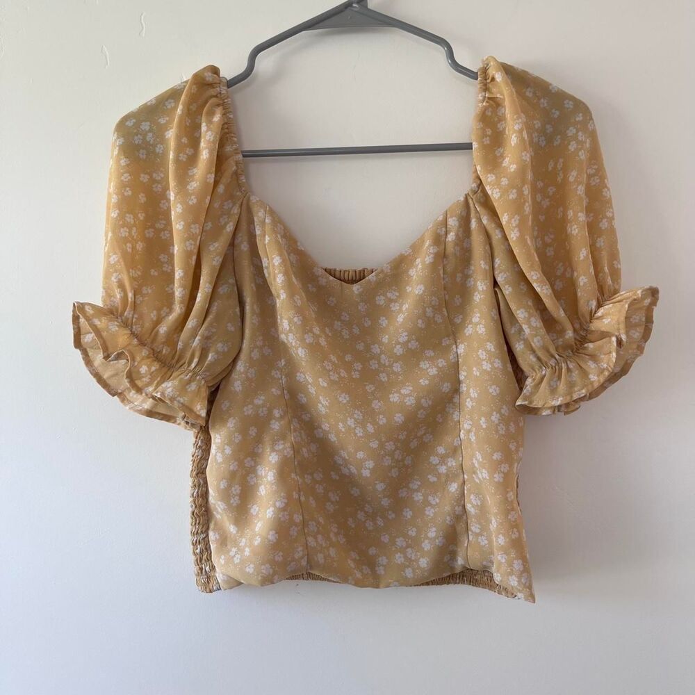 Abercrombie-fitch Women's Yellow and Tan Blouse